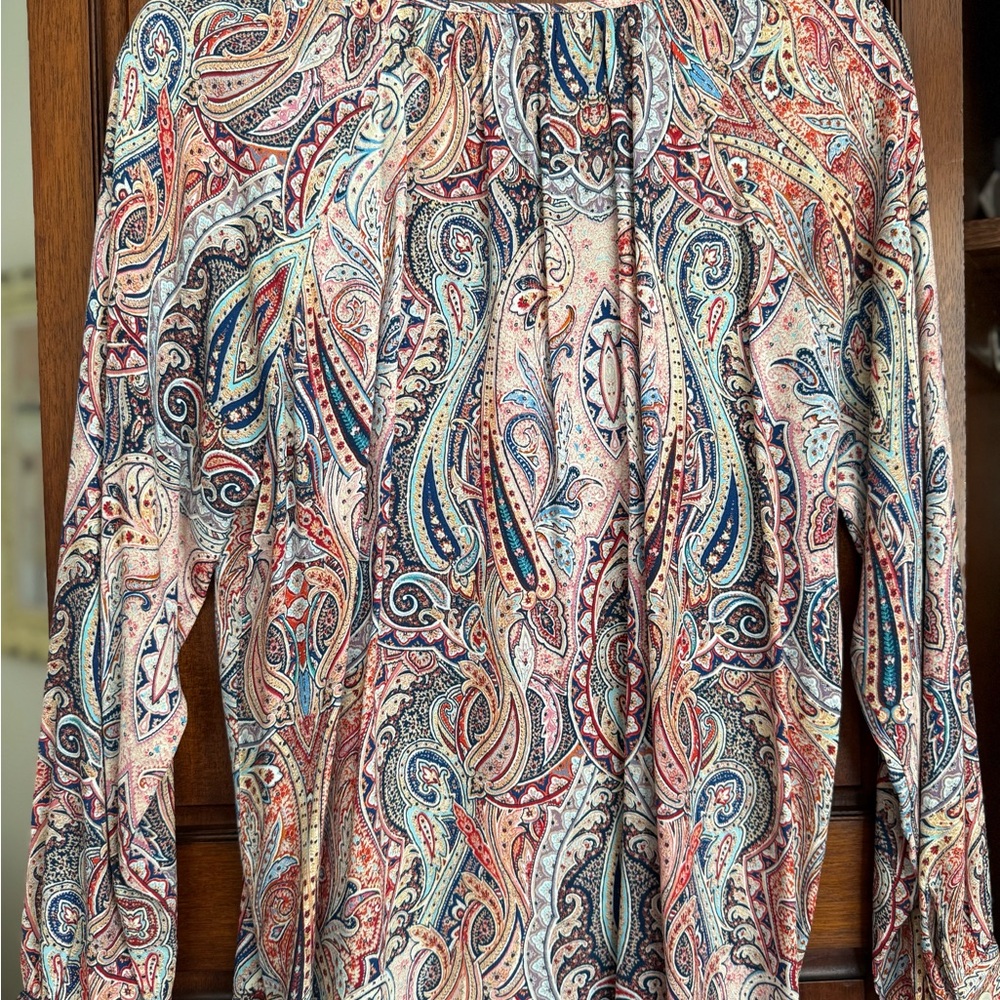 Colorful Paisley Long Sleeve Blouse